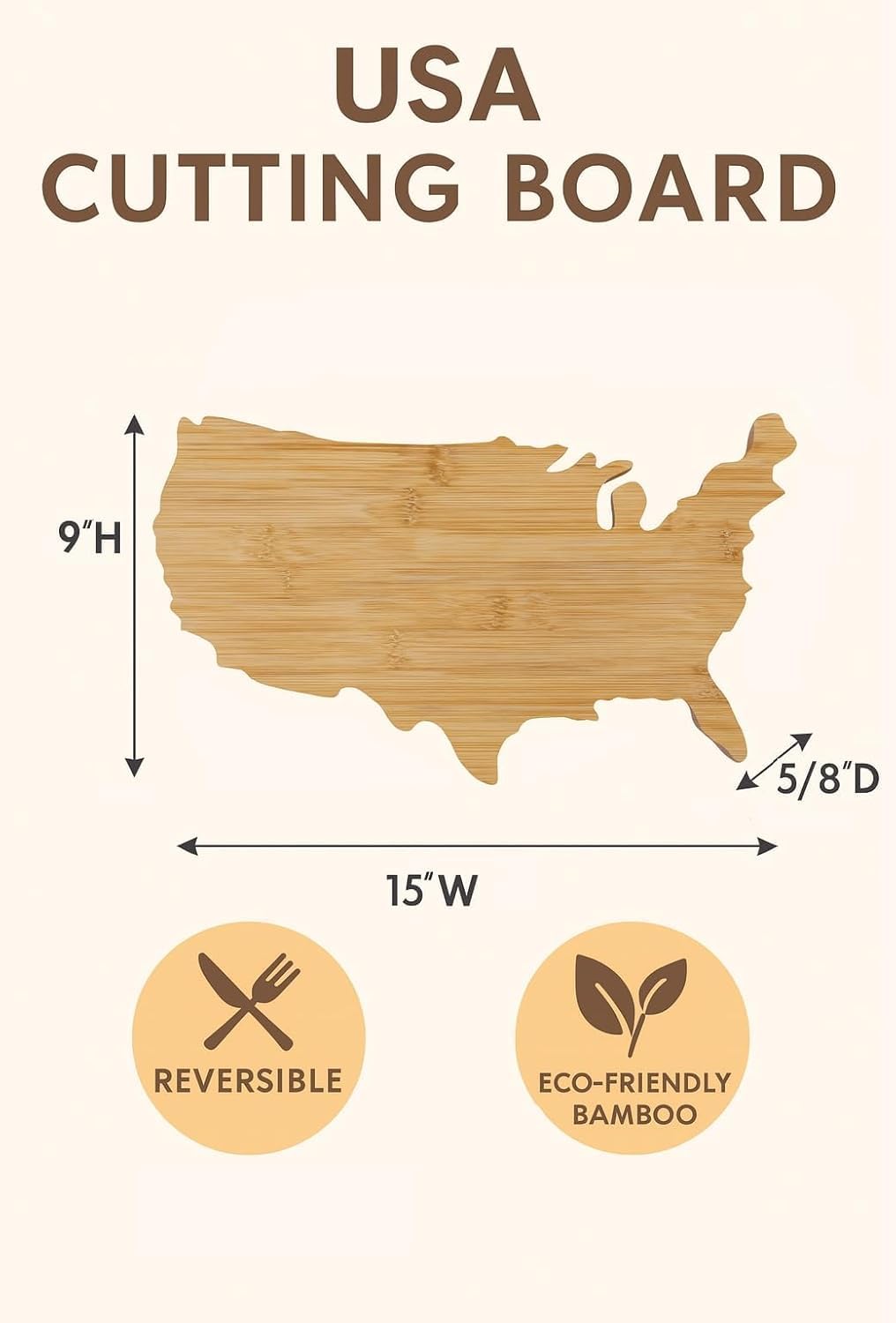 Tabla de cortar de bambú grabada con láser 250 aniversario Estados Unidos