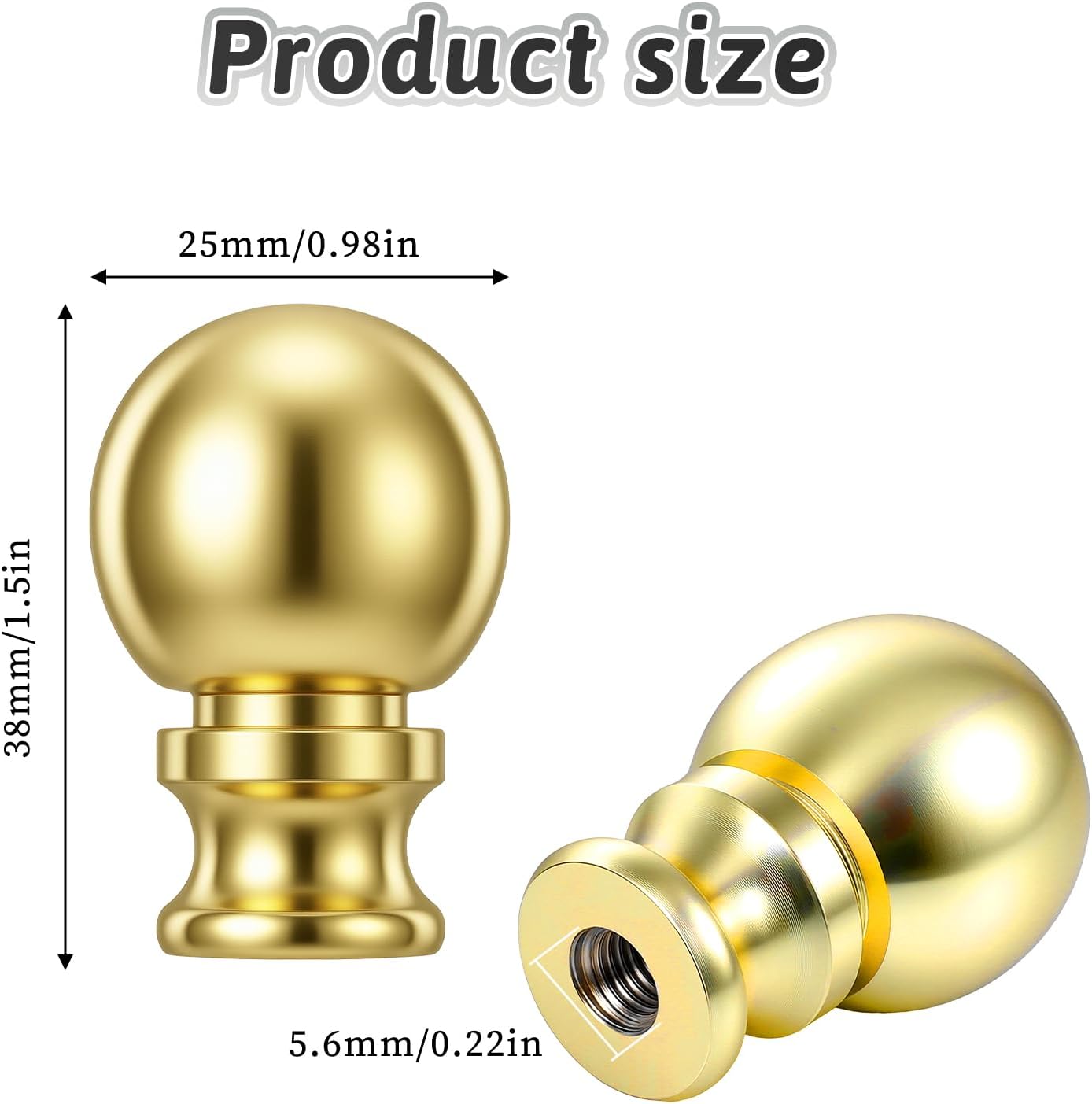 Lámpara 1.5pulg perilla bola dorada