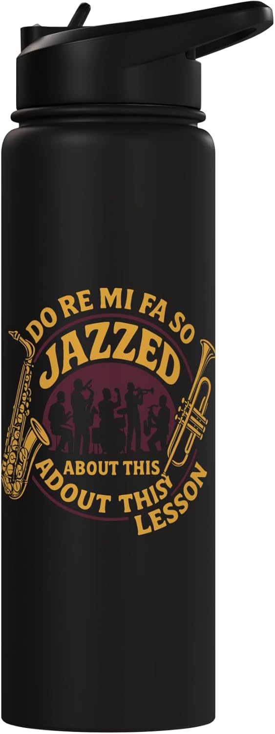 Botella de agua acero inoxidable aislada para clases de solfège jazz