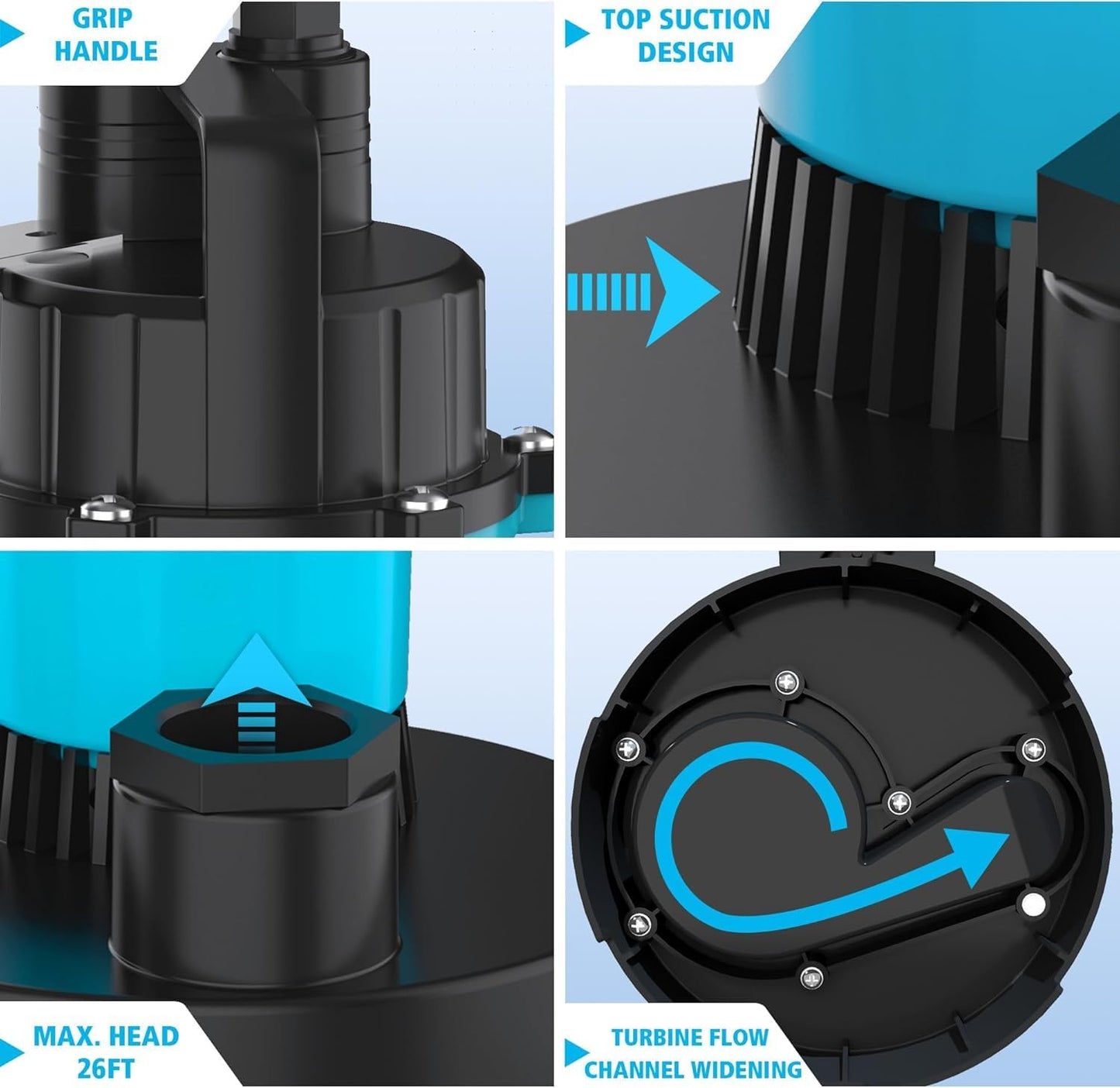 Bomba sumidero sumergible flotador 1/2HP 2980GPH