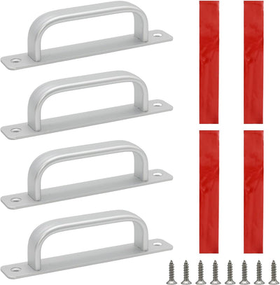 4 Tiradores Planos Aluminio Plateado Adhesivo 5pulg Manija Puerta