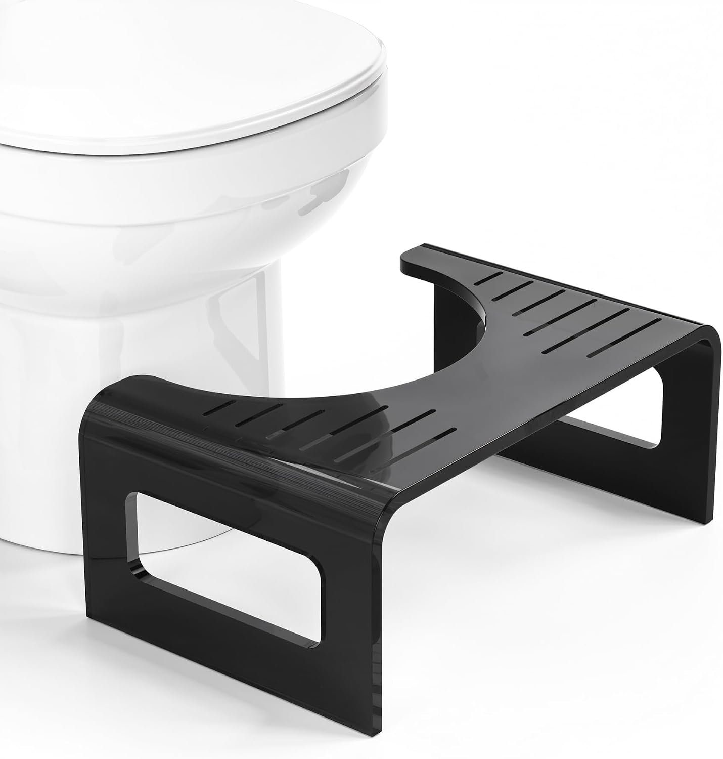 Taburete inodoro negro acrílico antideslizante moderno