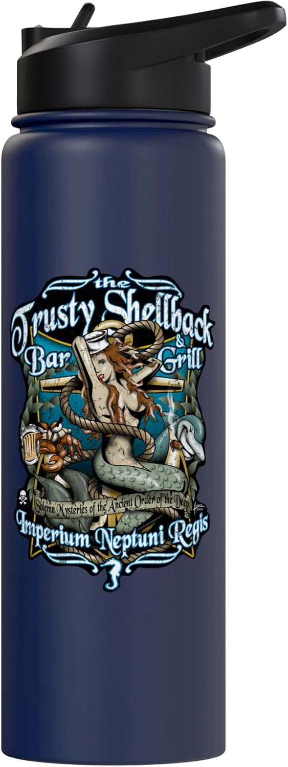 Botella de agua aislada Shellback Bar y Grill Equator Crossing