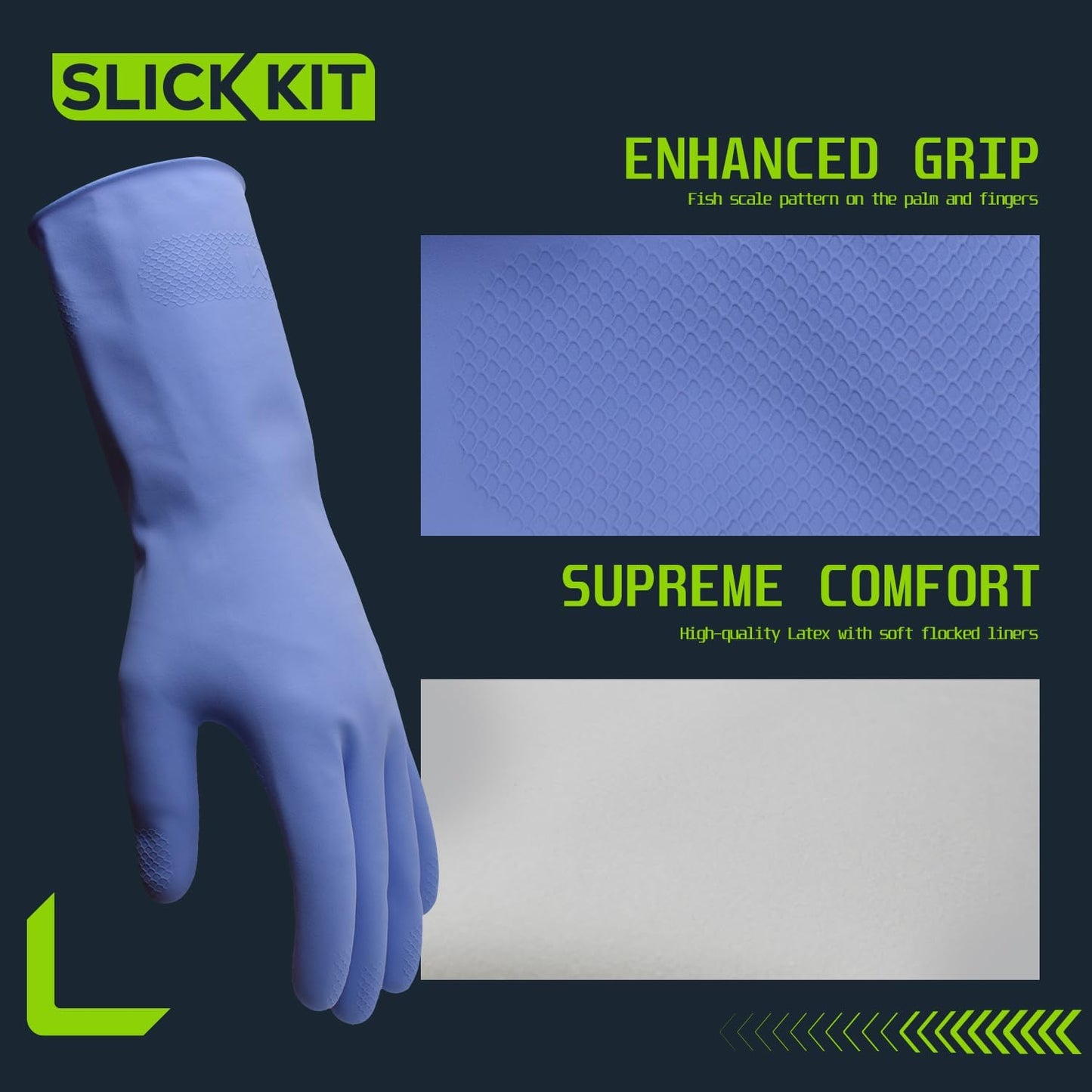 Guantes goma antideslizantes con forro flocado 3 pares M
