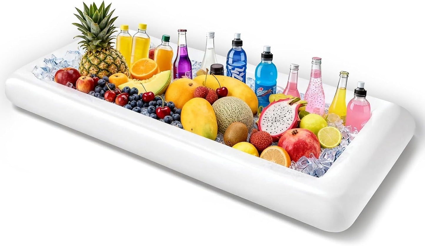 Barra inflable para servir hielo y alimentos con drenaje