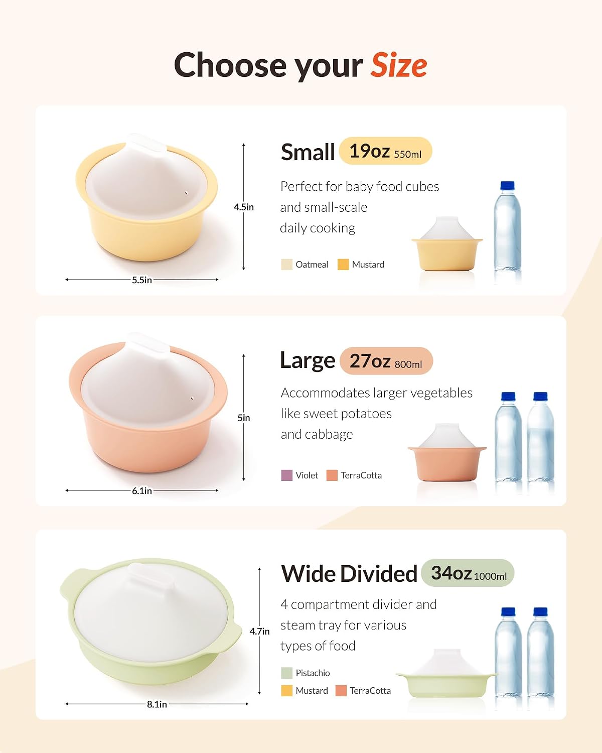 Vaporizador silicona para microondas con 4 compartimentos y bandeja