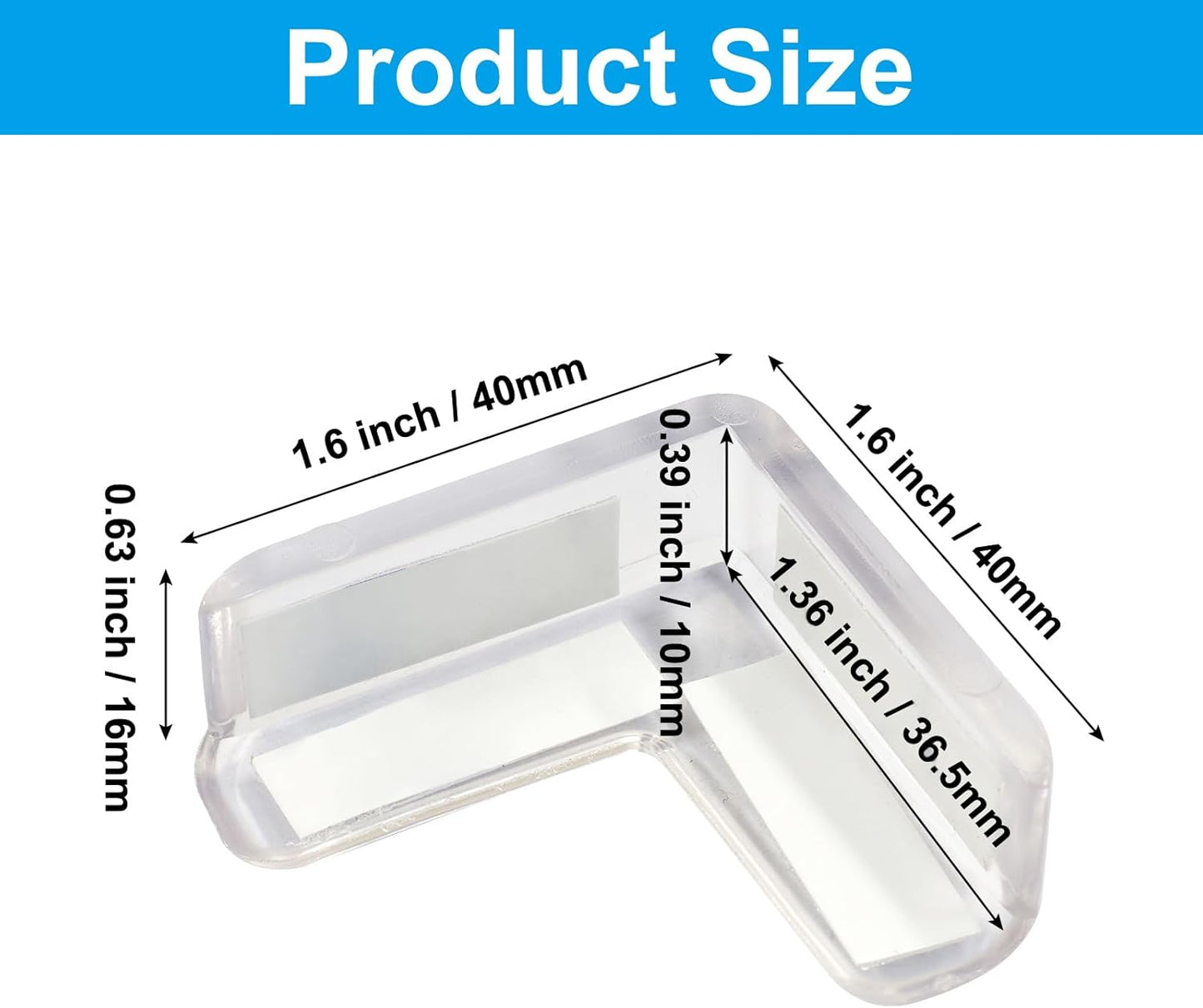 Pack 8 Protectores Esquina Goma Flexible Transparente