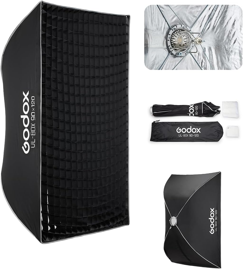Softbox UL-90x120 caja luz rectangular rápida con rejilla difusor