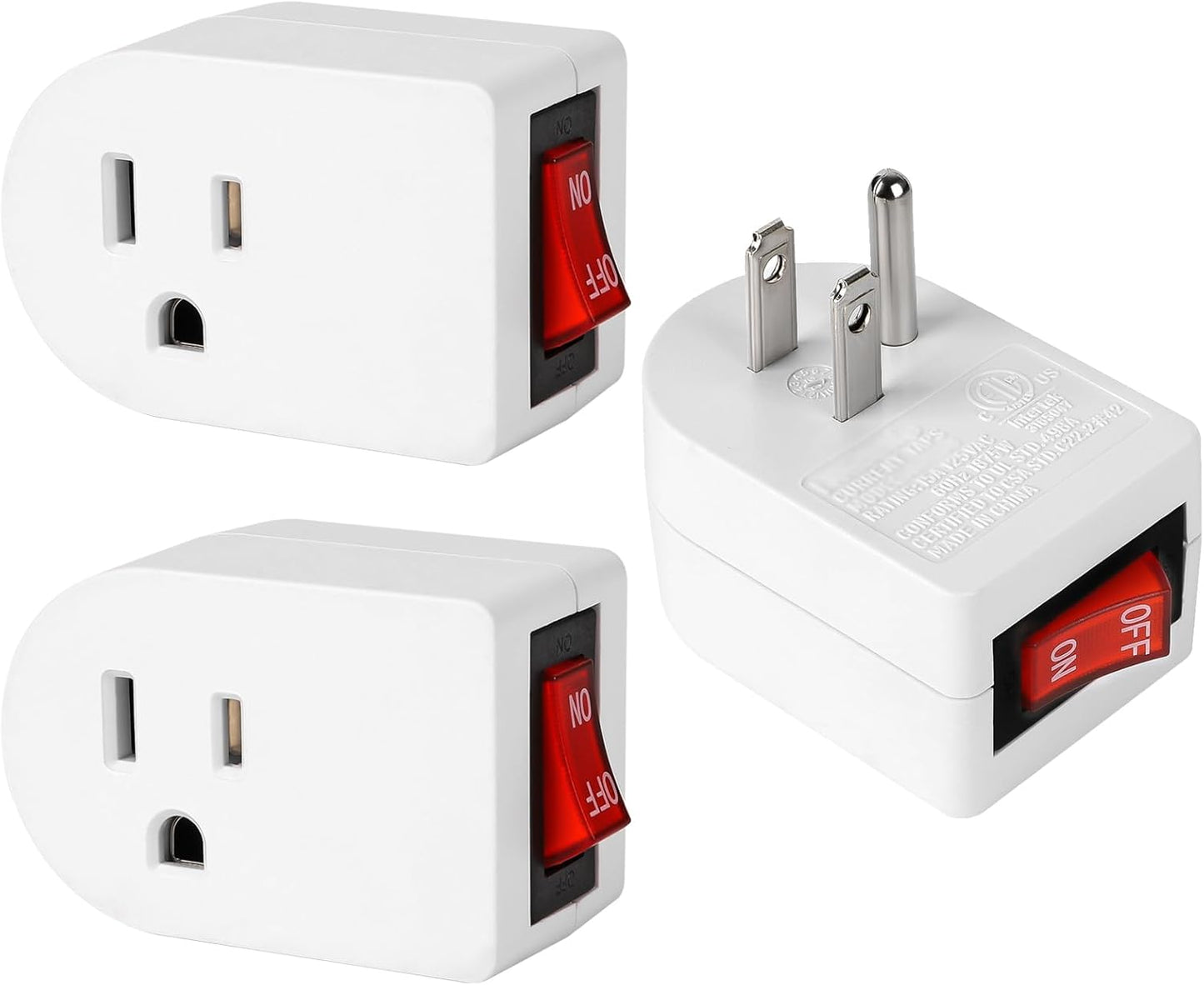 Adaptador tierra con interruptor ETL salida 3 puntas 15A