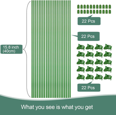 22 Estacas con Clips para Plantas Verdes 15.8pulg Interior/Exterior