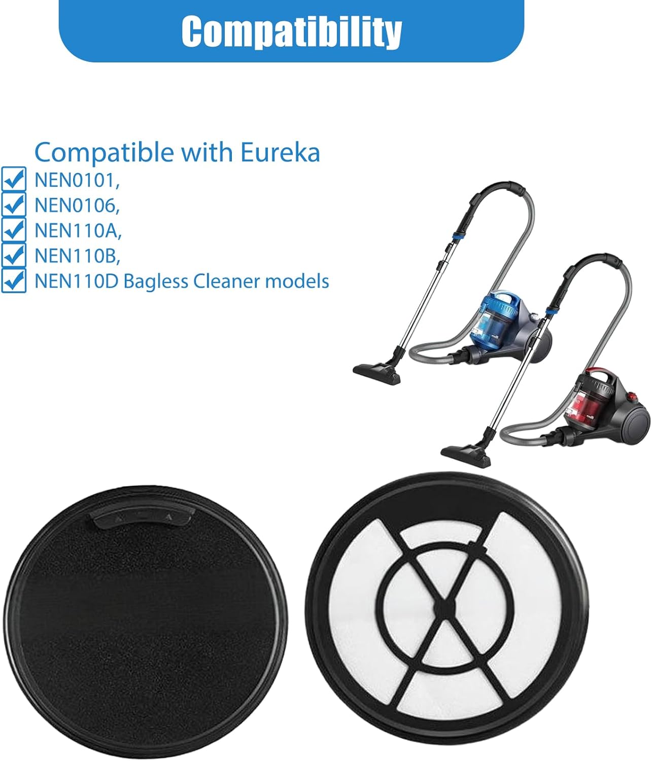 Filtro repuesto compatibles Eureka NEN110A B D 0101 0106 set 4