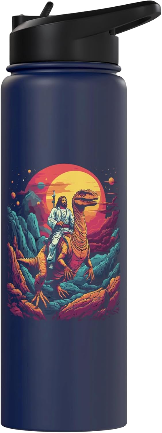 Botella de agua acero inoxidable sin BPA con meme T-Rex