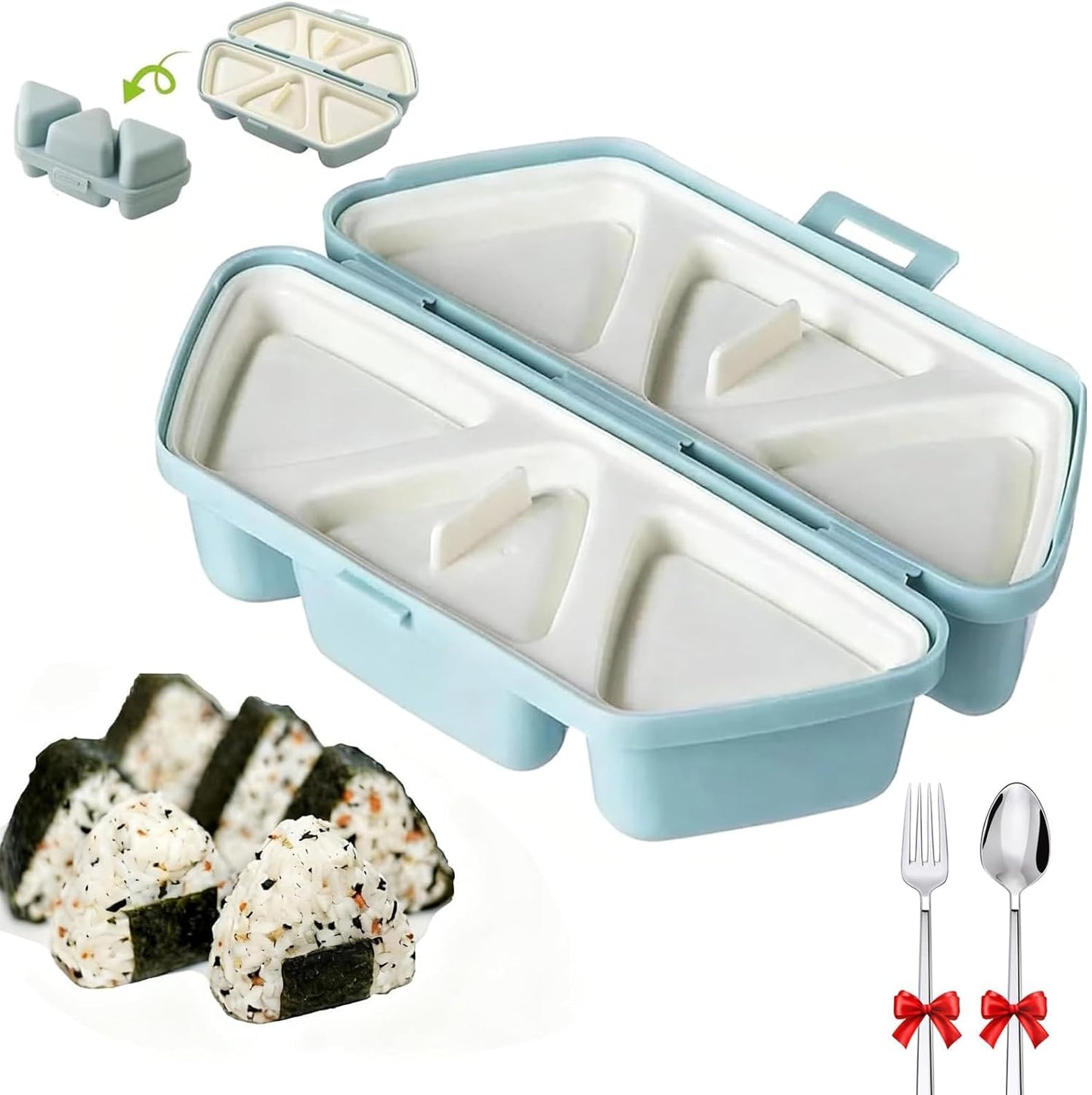 Molde de onigiri 6 en 1 triangular para sushi con 6 cavidades plegables