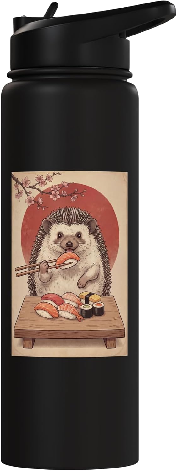 Botella agua acero inox aislada kawaii anime sushi