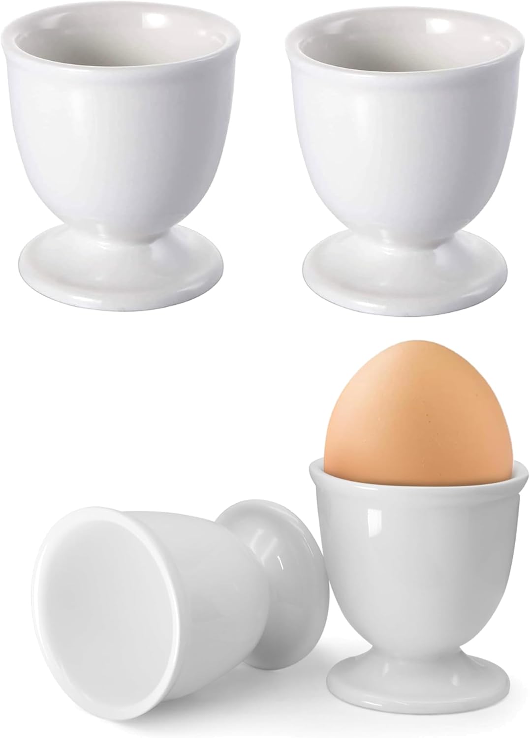 Soporte de cerámica para huevos, juego de 4 tazas para huevos duros