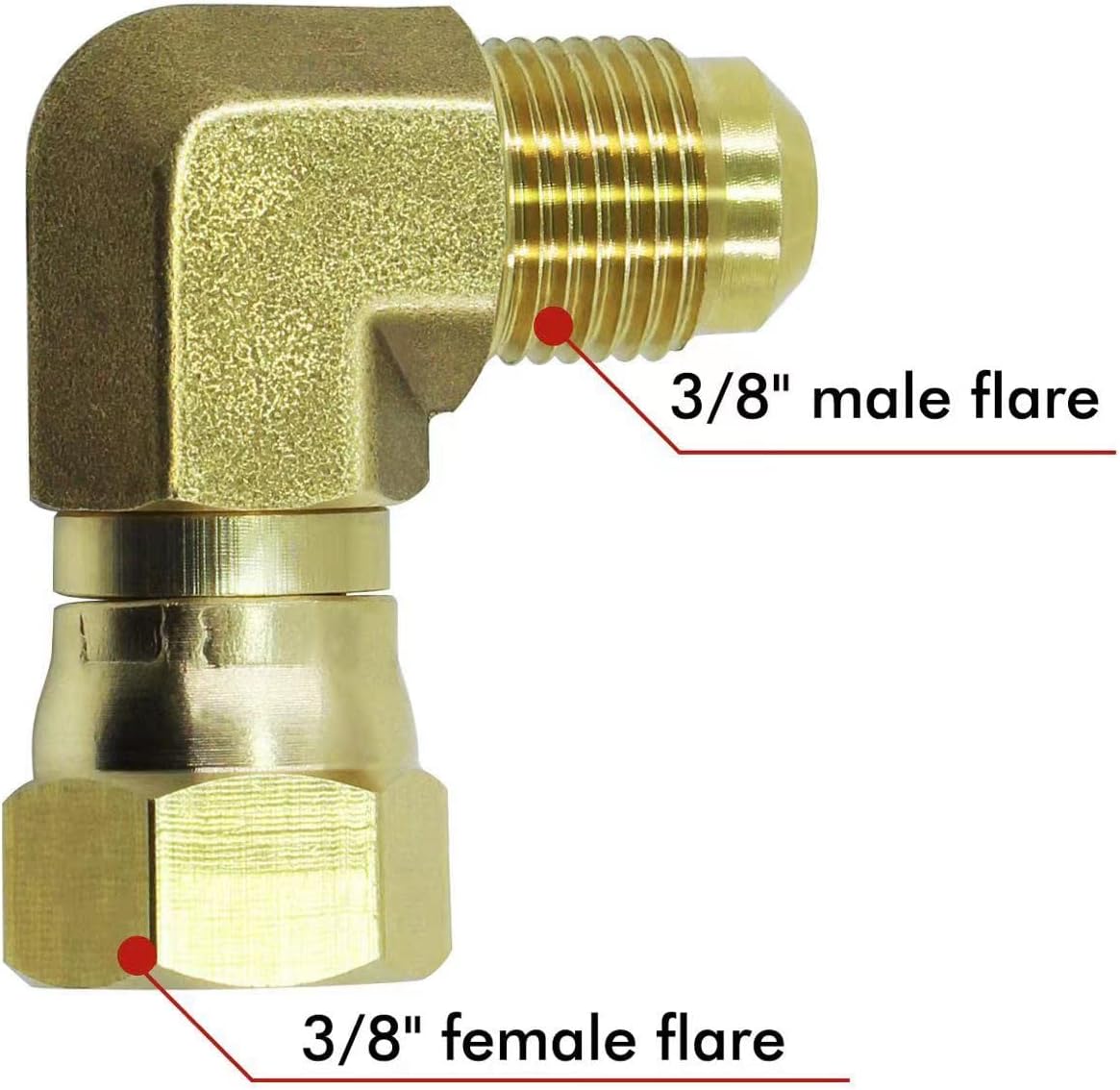 Conector codo 90 grados para parrillas 3/8pulg hembra x llamarada
