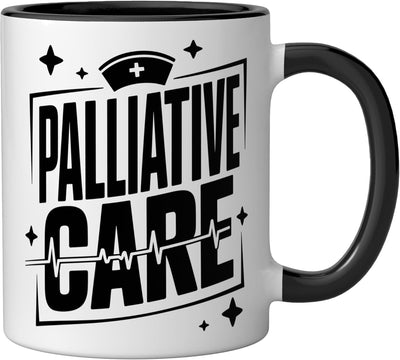 Taza Cerámica para Enfermeras de Cuidados Paliativos Negro/Blanco