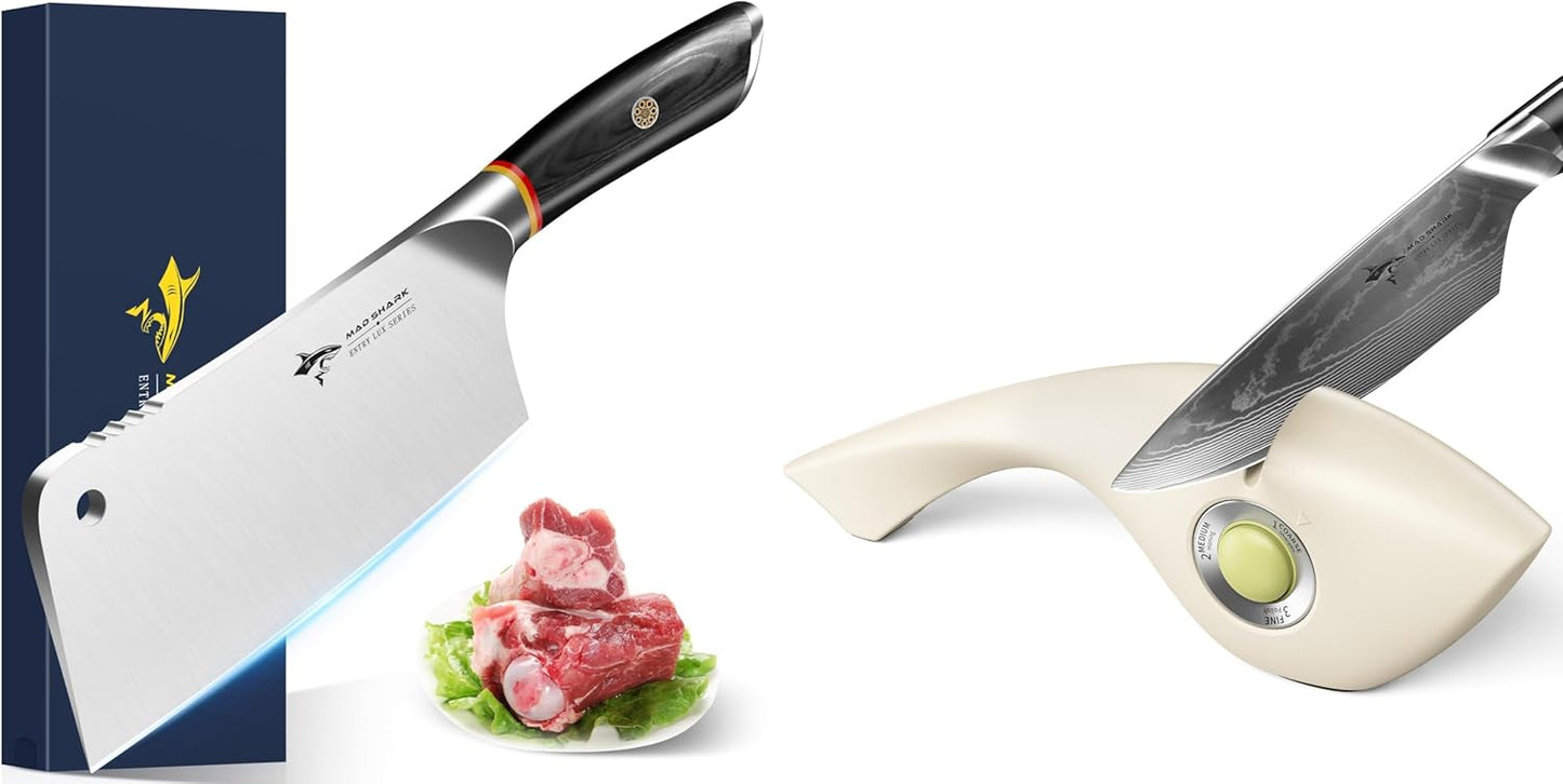Cuchillo carne y afilador 3 etapas 1 botón