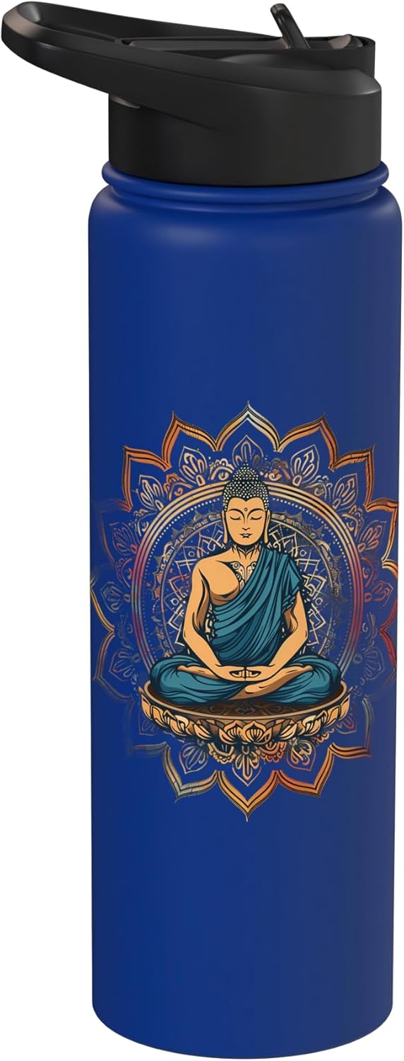 Botella de agua aislada de acero inoxidable budista zen