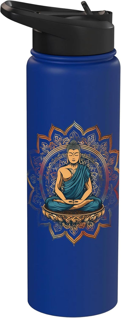 Botella de agua aislada de acero inoxidable budista zen