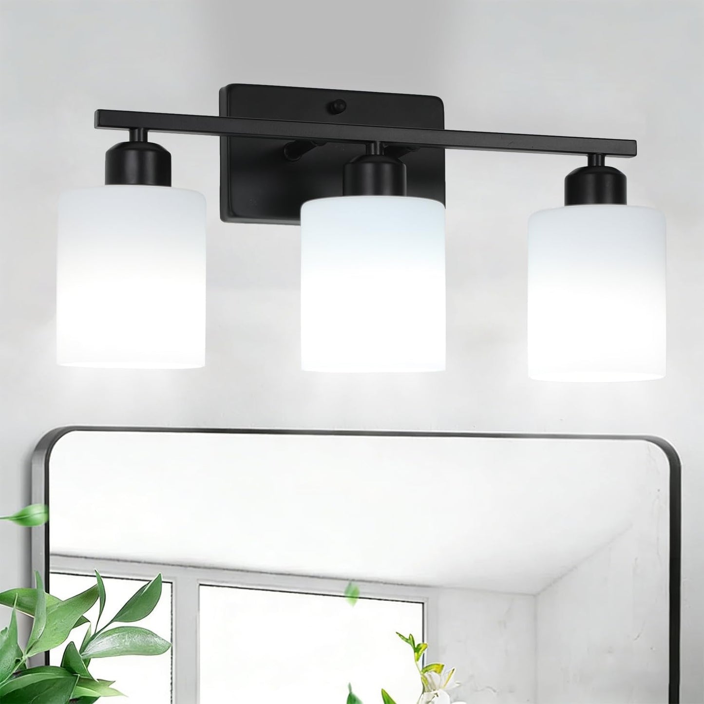 Lámpara baño 3 luces moderna con vidrio opal