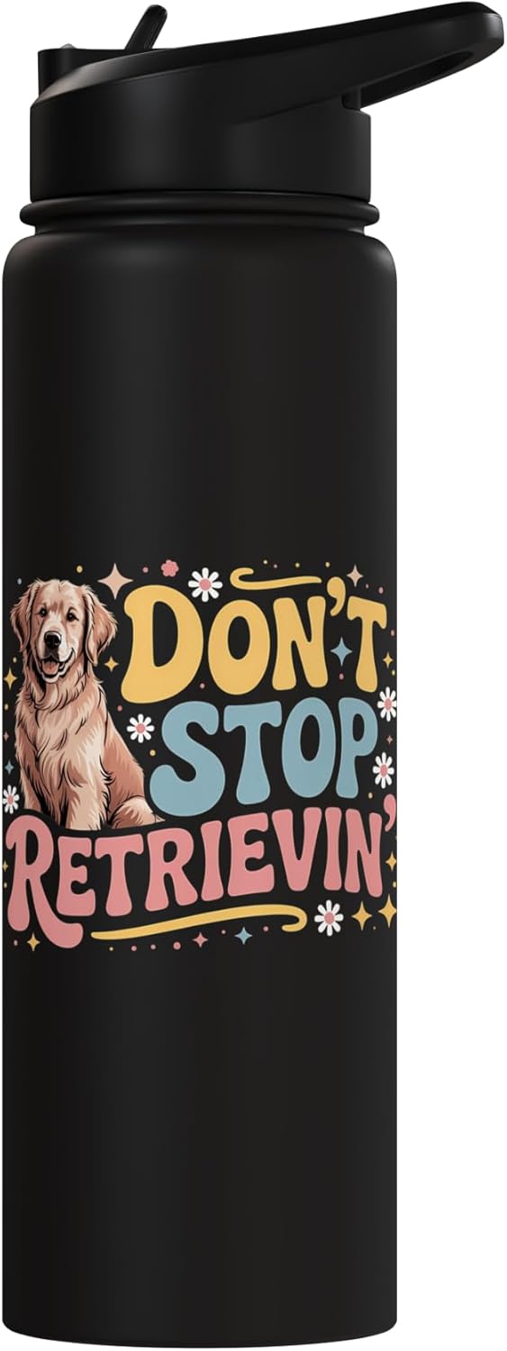 Botella agua acero inox aislada perro golden retriever