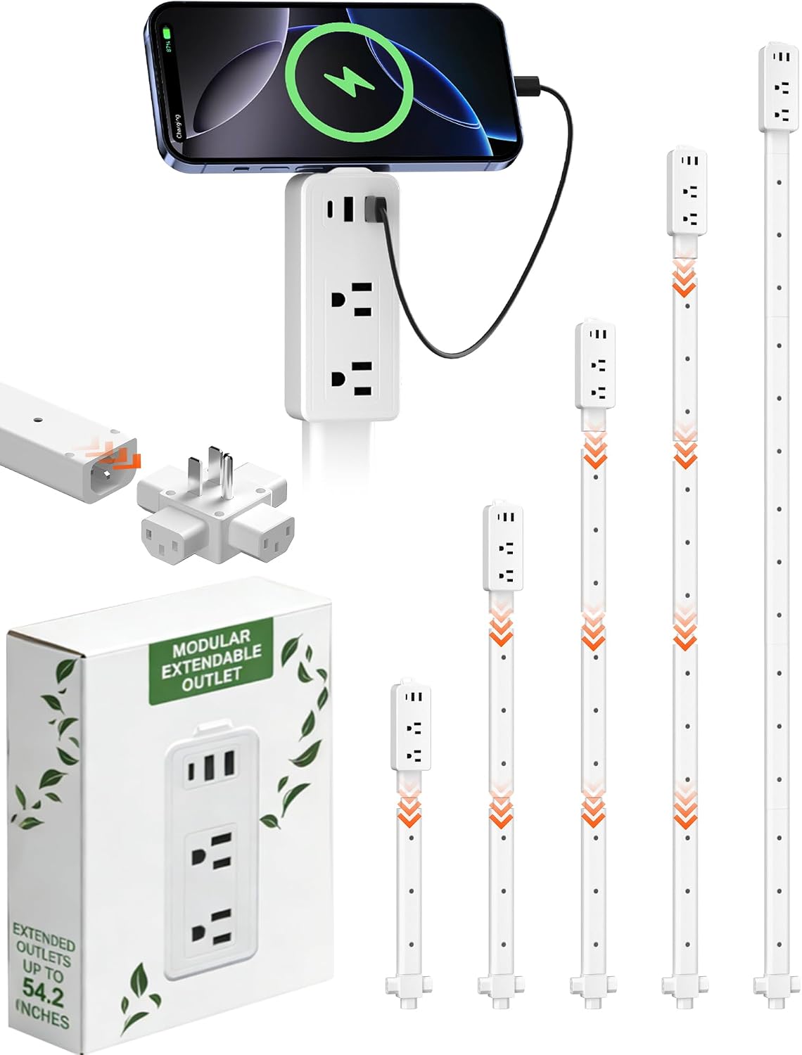Extensor corriente 8-56pulg 4 vías 2CA 2USB-A 1USB-C