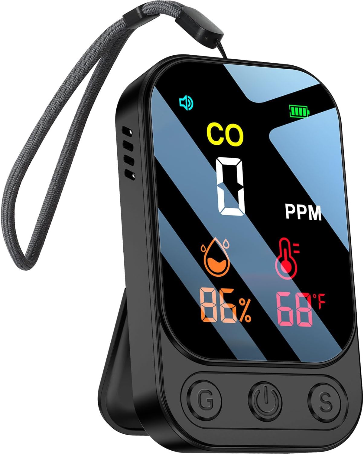 Detector CO con temp humedad para camping y viajes