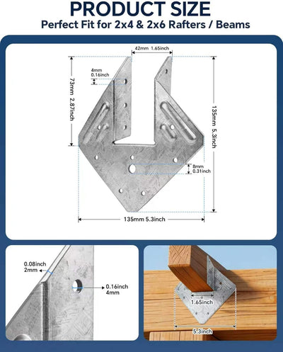 5 Lazos Huracán 2x4 y 2x6 pulg Galv Resistentes