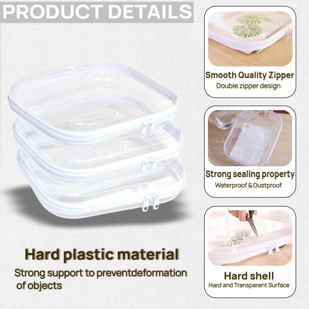 3 fundas plástico duro transparente con cremallera para viaje