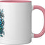 Taza Cerámica Diseño Mecánico Rosa/Blanca