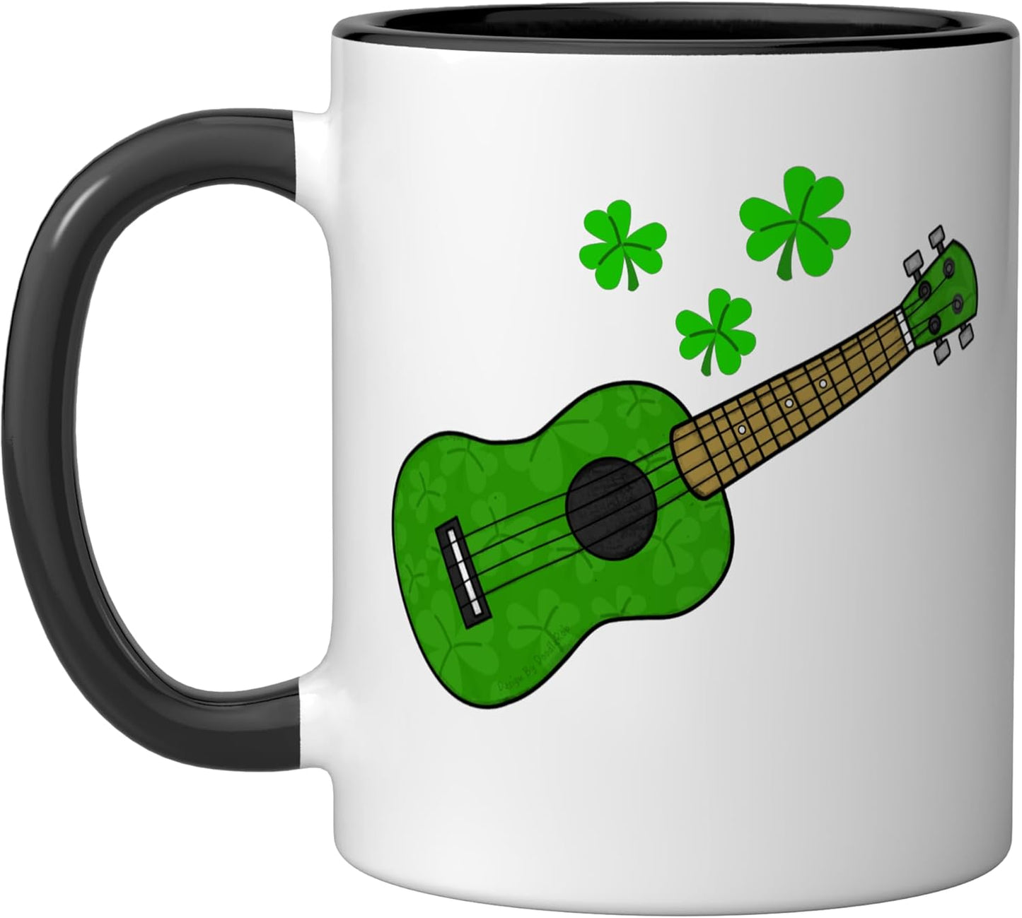 Taza Cerámica Ukulele St Patrick's Day Negro/Blanco
