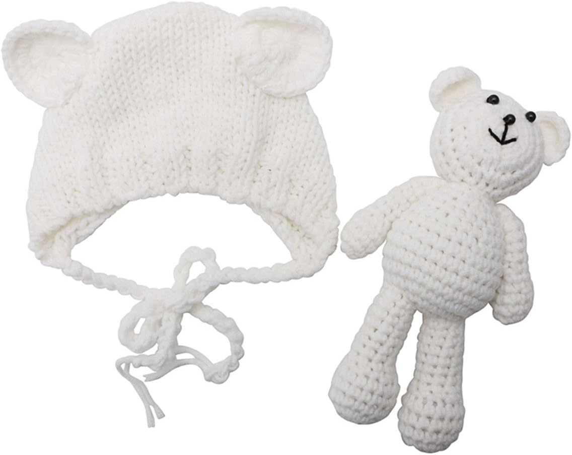 Accesorios bebé recién nacido gorro lana y osito
