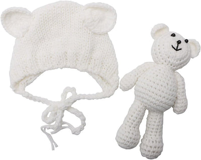 Accesorios bebé recién nacido gorro lana y osito