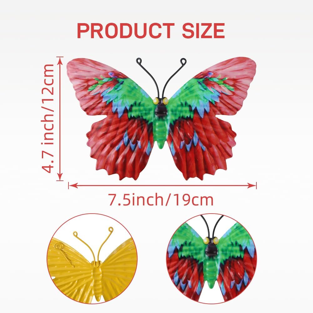 4 Mariposas Metal Decoración Pared Exteriores Jardín