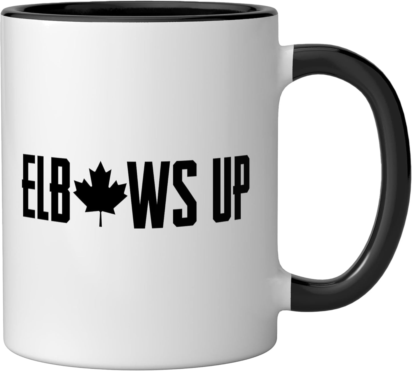 Taza de cerámica Elbows Up Canada color negro y blanco
