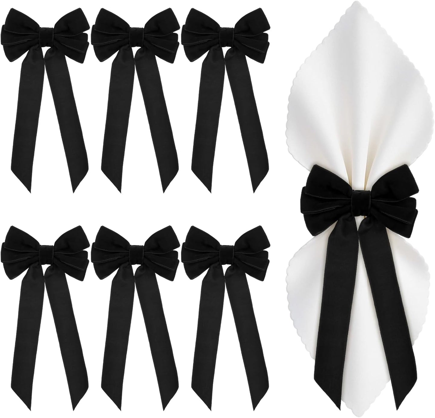Servilleteros de lazo terciopelo burdeos y negro elegante