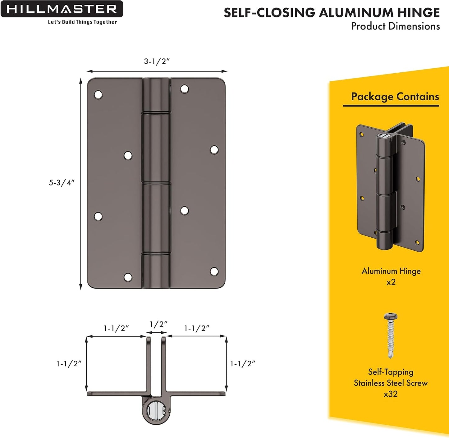 Bisagras aluminio cierre auto 5.75pulg para puertas piscina