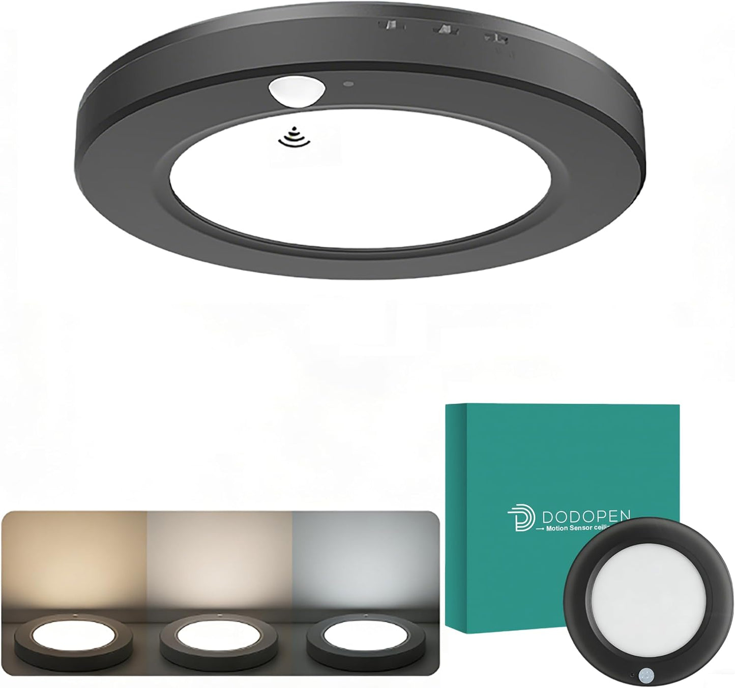 Lámpara techo sensor movimiento PIR 7.5 pulg interiores 3000-6000K
