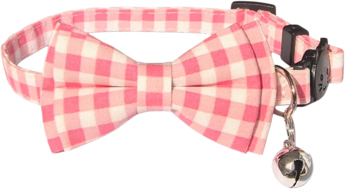 Collar gato pajarita ajustable seguros 7-11pulg rosa
