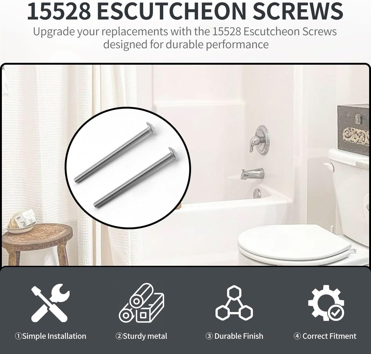 Tornillos proteccion grifo Moen acero inox cromado set 2