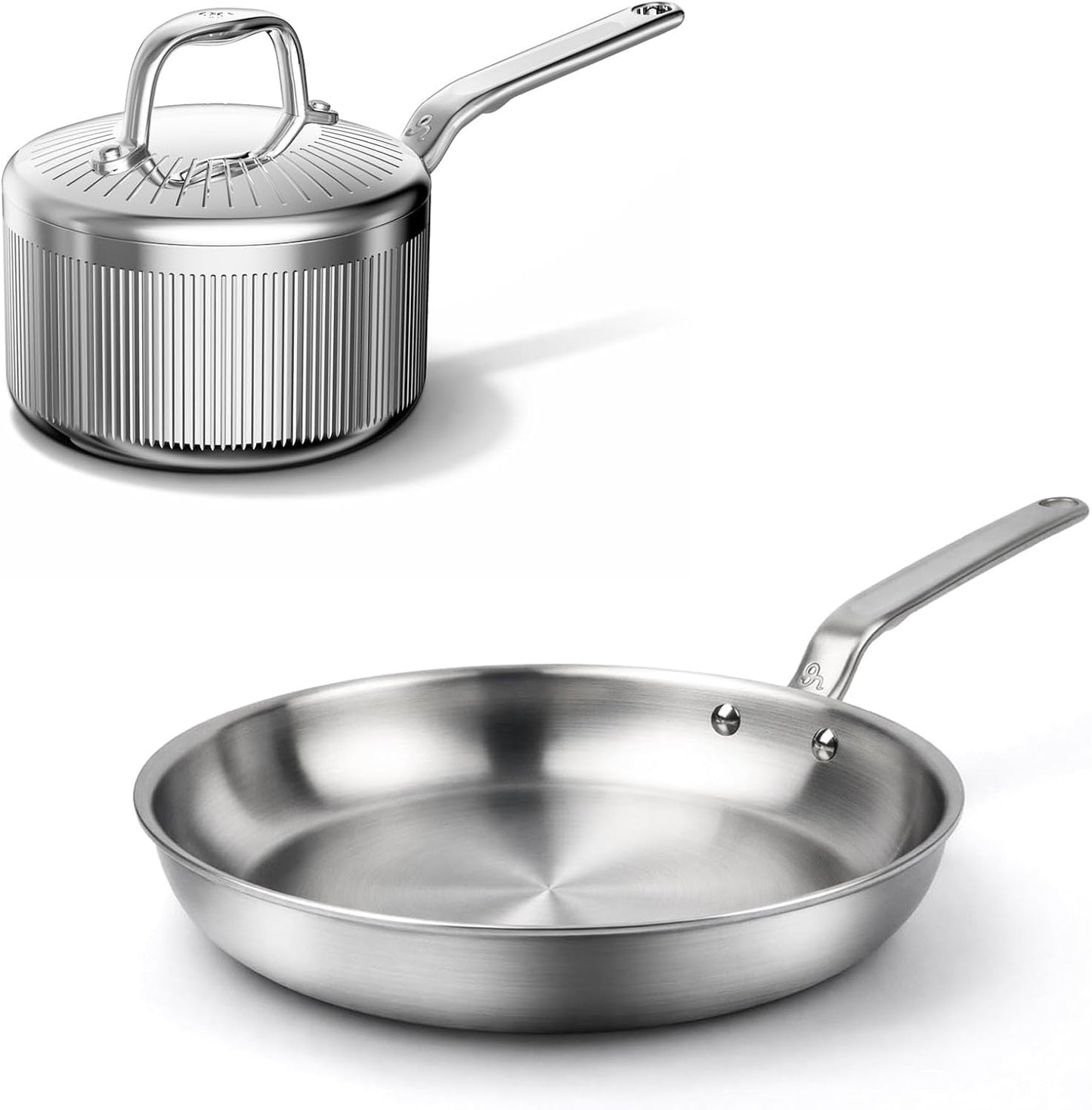 Sartén acero inox 10pulg 5capas con tapa 2qt