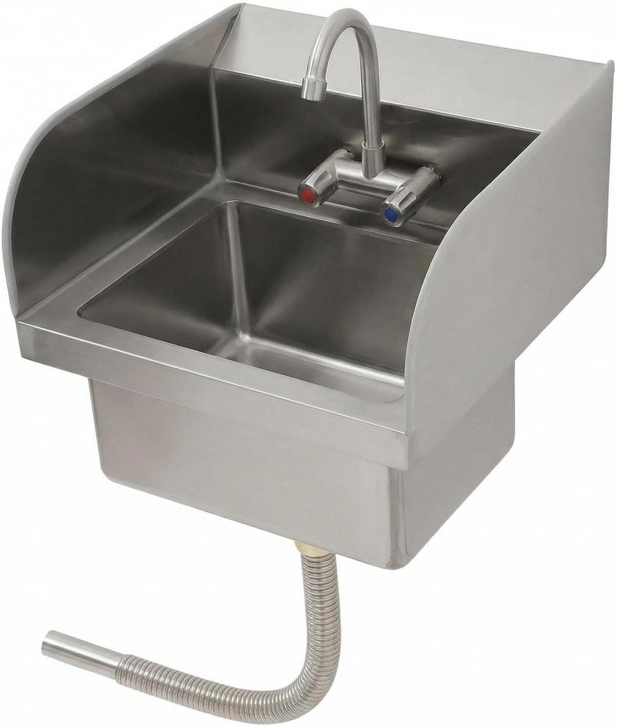 Fregadero comercial de acero inoxidable con protectores de salpicaduras