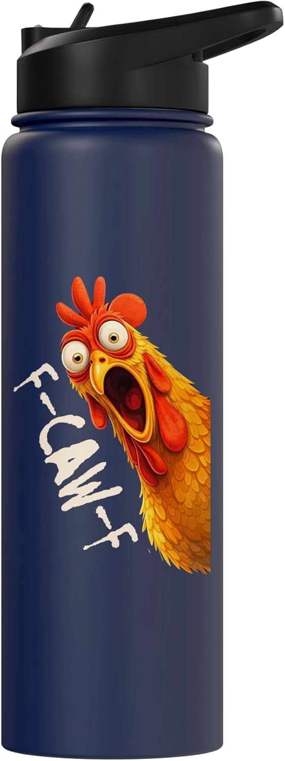 Botella agua acero inox aislada con diseño gallina