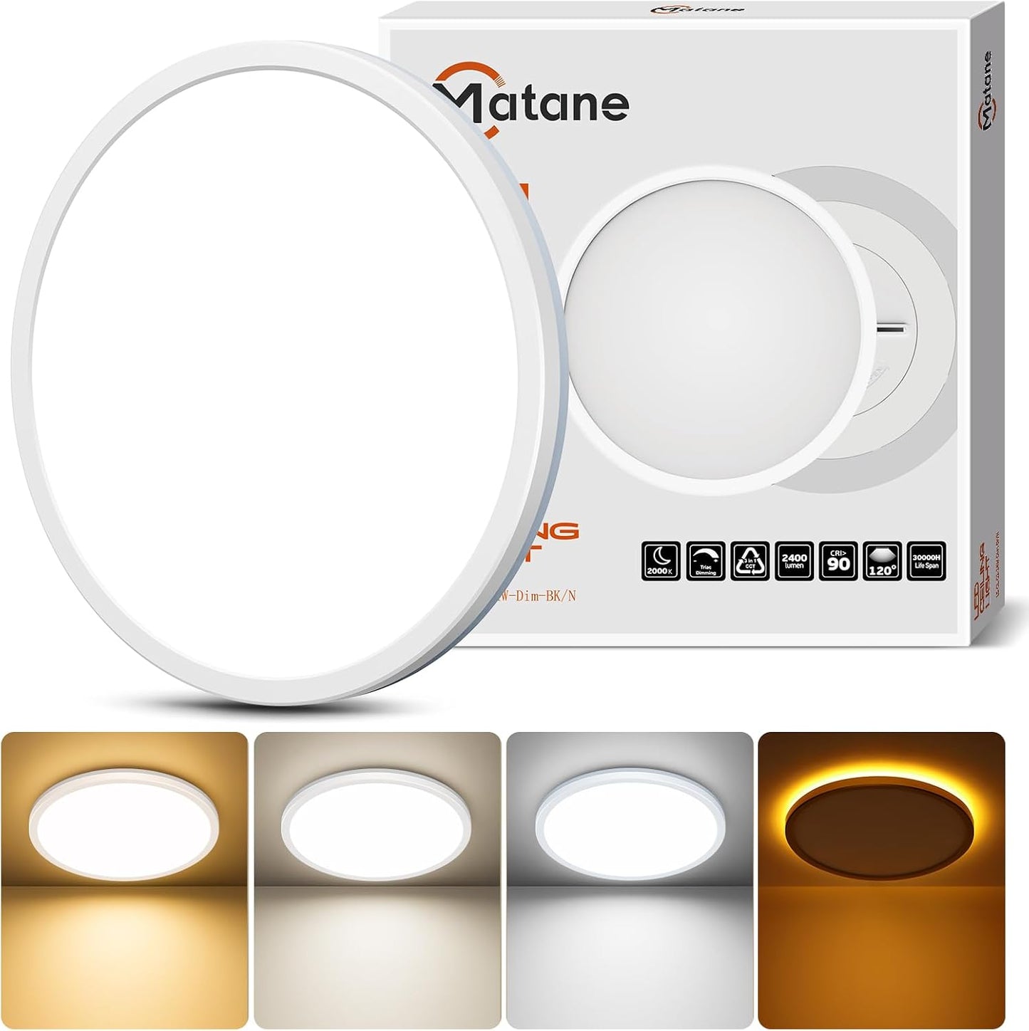 Lámpara techo LED regulable 12pulg blancas 2400lm