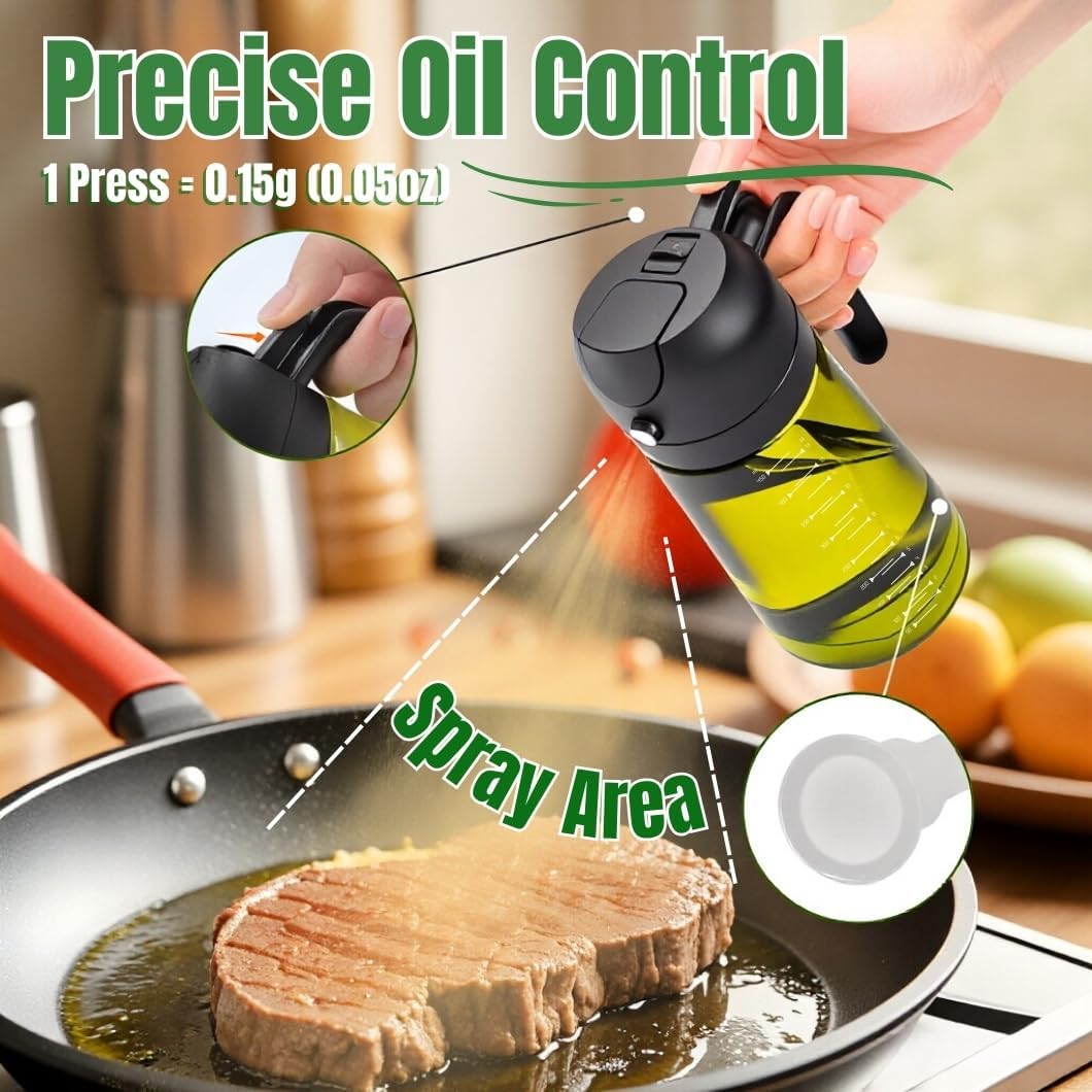 Dispensador y rociador de aceite de oliva 2 en 1 botella vidrio para cocina freidora aire ensalada barbacoa