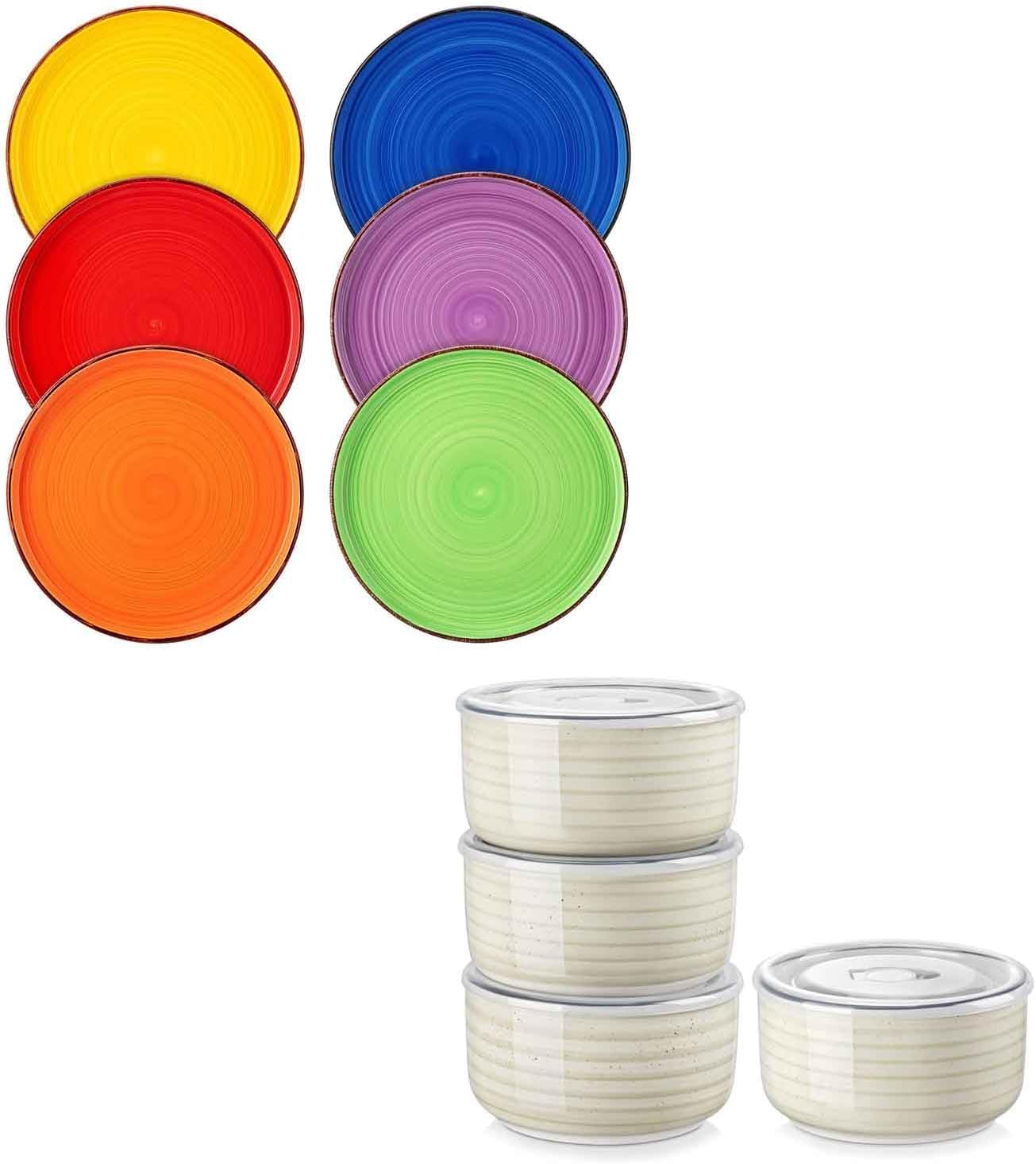 Set 4 Platos Ensalada Cerámica 8.5pulg Con Tapa