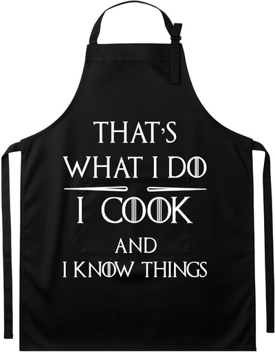 Apron cocina negro algodón mezcla con bolsillos ajustable