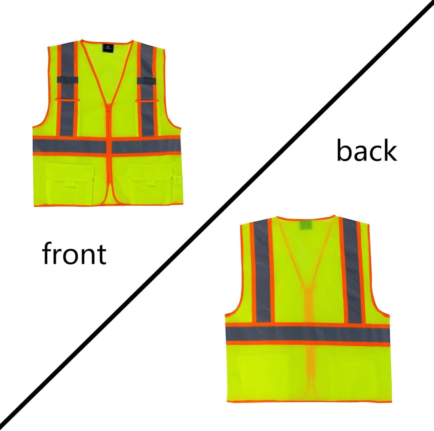 Chaleco Hi Vis ANSI Clase 2 con bolsillos trabajo construcción