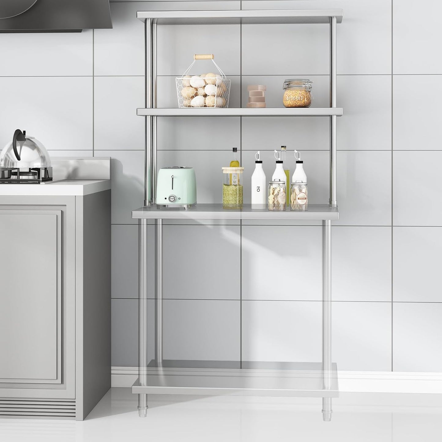 Estantería acero inox 2 niveles para cocina comercial